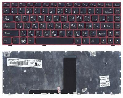 Клавиатура для ноутбука Lenovo IdeaPad (V380) Black, (Red Frame), RU