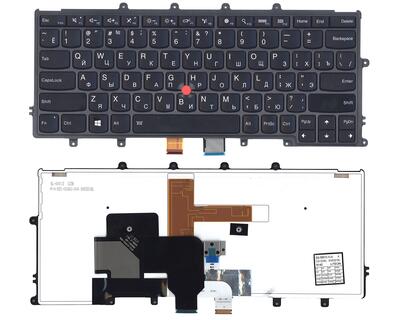 Клавиатура для ноутбука Lenovo ThinkPad (X240, X240S, X240I) с подсветкой (Light), с указателем (Point Stick) Black, Black Frame, RU