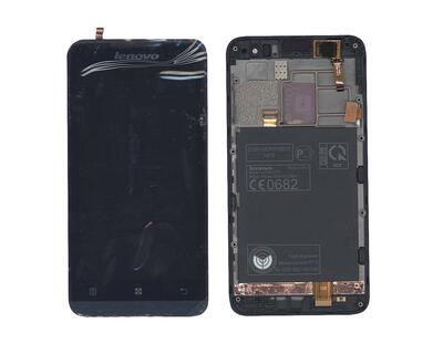 Матрица с тачскрином (модуль) Lenovo P770 черный с синей рамкой