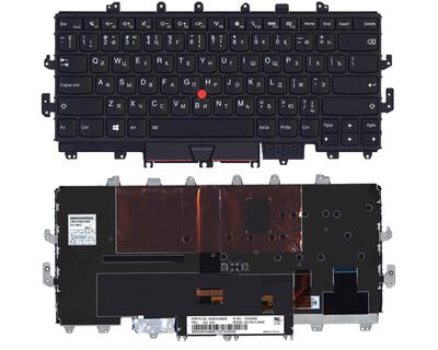 Клавиатура для ноутбука Lenovo Thinkpad X1 Yoga Gen 1 2016 с подсветкой (Light) Black, (Black Frame) RU