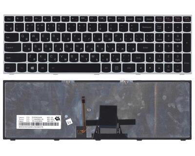 Клавиатура для ноутбука Lenovo IdeaPad (G50-70, G50-30) Black с подсветкой (Light), (Silver Frame) RU