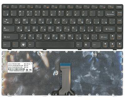 Клавиатура для ноутбука Lenovo IdeaPad (B470, G470, G470AH, G470GH, G475, V470, V470c, Z470, Z475), Black, (Black Frame), RU