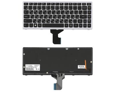 Клавиатура для ноутбука Lenovo IdeaPad (Z400) с подсветкой (Light), Black, (Gray Frame), RU
