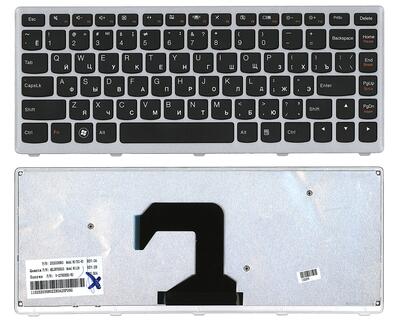Клавиатура для ноутбука Lenovo IdeaPad (U410) Black, (Silver Frame), RU