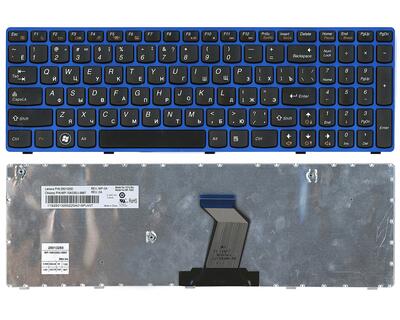 Клавиатура для ноутбука Lenovo IdeaPad (B570, V570, Z570, Z575) Black, (Blue Frame), RU