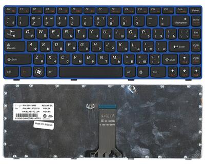 Клавиатура для ноутбука Lenovo IdeaPad (Z470, G470Ah, G470GH, Z370) Black, (BlueFrame), RU