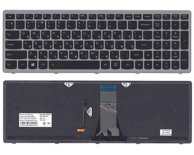 Клавиатурадля ноутбука Lenovo IdeaPad (G505S, Z510) с подсветкой (Light), Black, (Silver Frame), RU