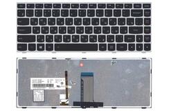 Купить Клавиатура для ноутбука Lenovo IdeaPad FLex 14 G40, G40-30, G40-45, G40-70, G40-75, G40-80, Z41-70, 500-14ACZ, 500-14ISK, 300-14ISK, B40-80 с подсветкой (Light), Black, (Silver Frame), RU